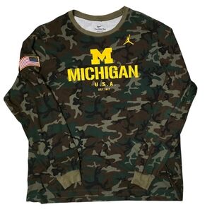 Nike Jordan Dri Fit Camo Michigan Long Sleeve Shirt Size XXL